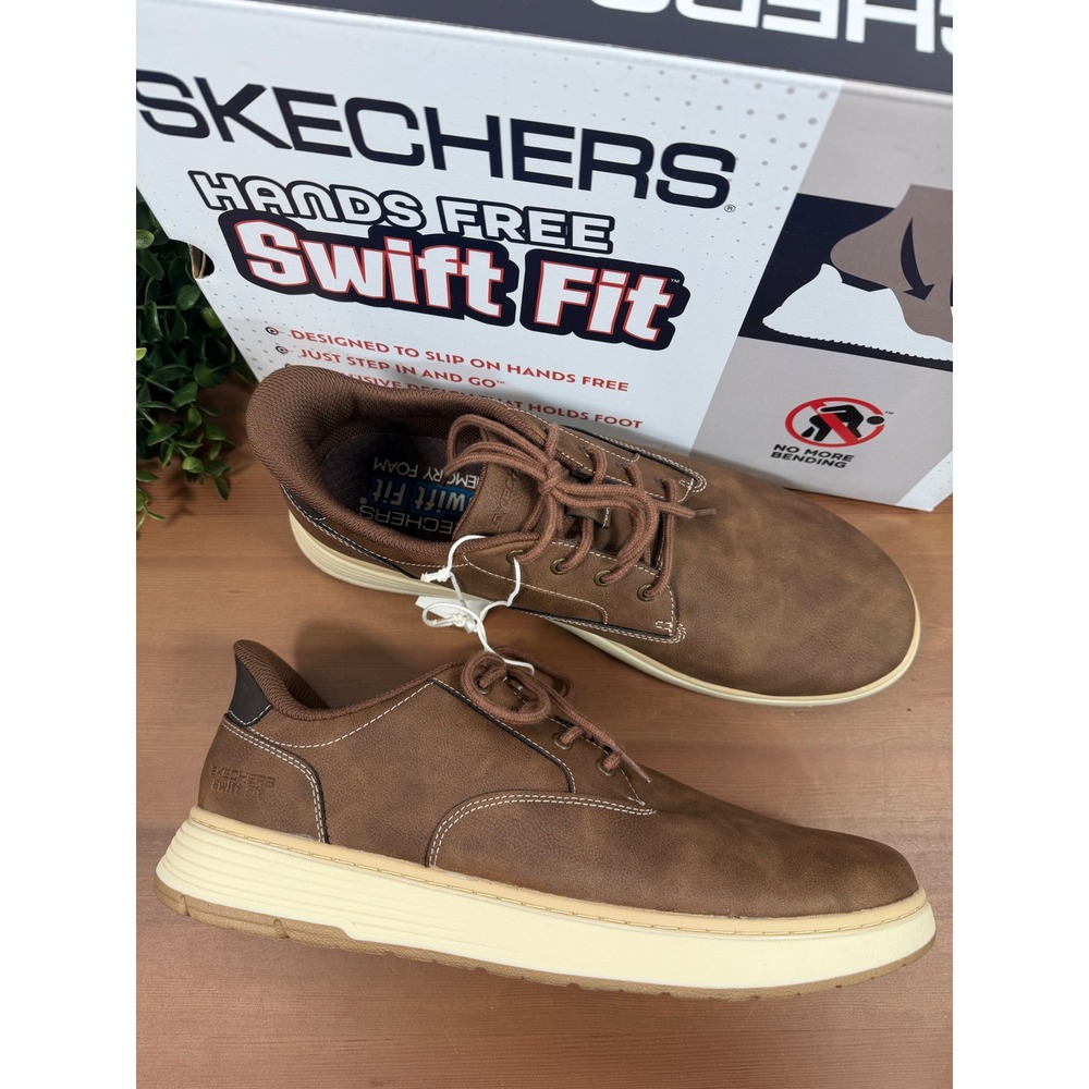 Skechers Mens Swift Fit Brown Hands Free Slip On Shoes Size 11